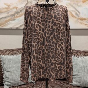 NWOT Textured Leopard Print Long Sleeve Top